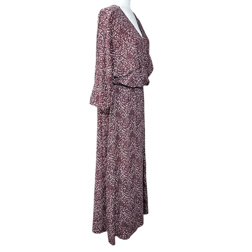 Garnet Hill Faux Wrap Knit Dress M Batwing Blouson Closet Staple Earth Tones - Picture 2 of 8